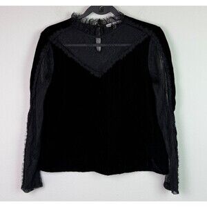 Maison d’Amélie Women's Black Velvet Lace Top Whimsigoth Romantic Size Medium